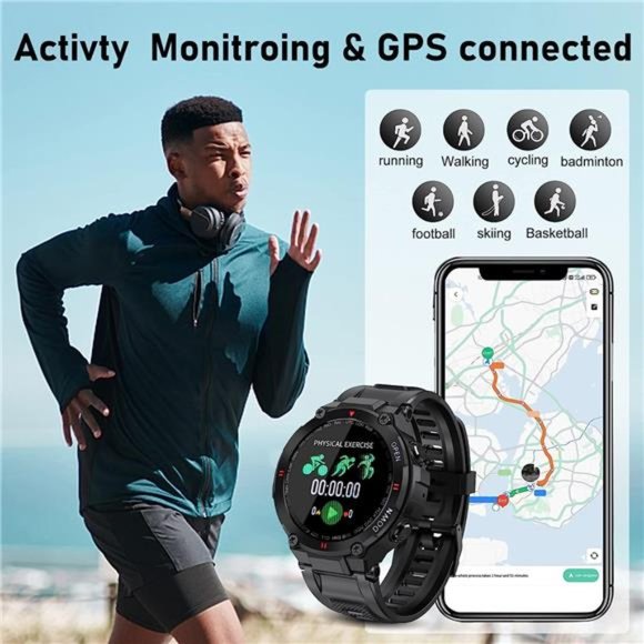 Military Smart Watch for Men Outdoor Tactical Smartwatch, ip67 Waterproof Rugged - Picture 6 of 6